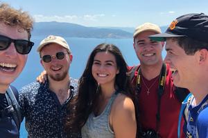 Small group of UCR students in Greece
